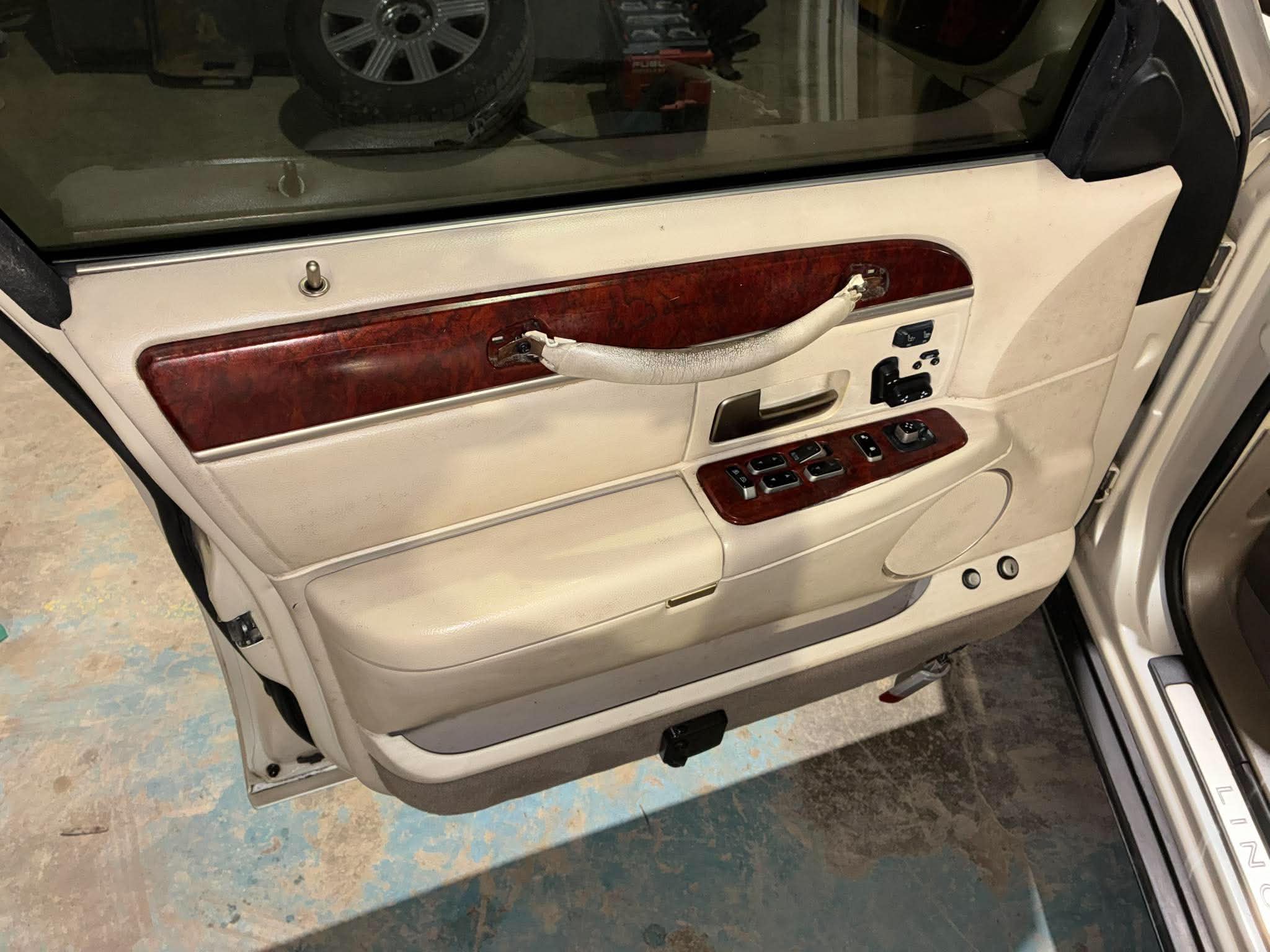 Interior door panel after detailing — clean and restored